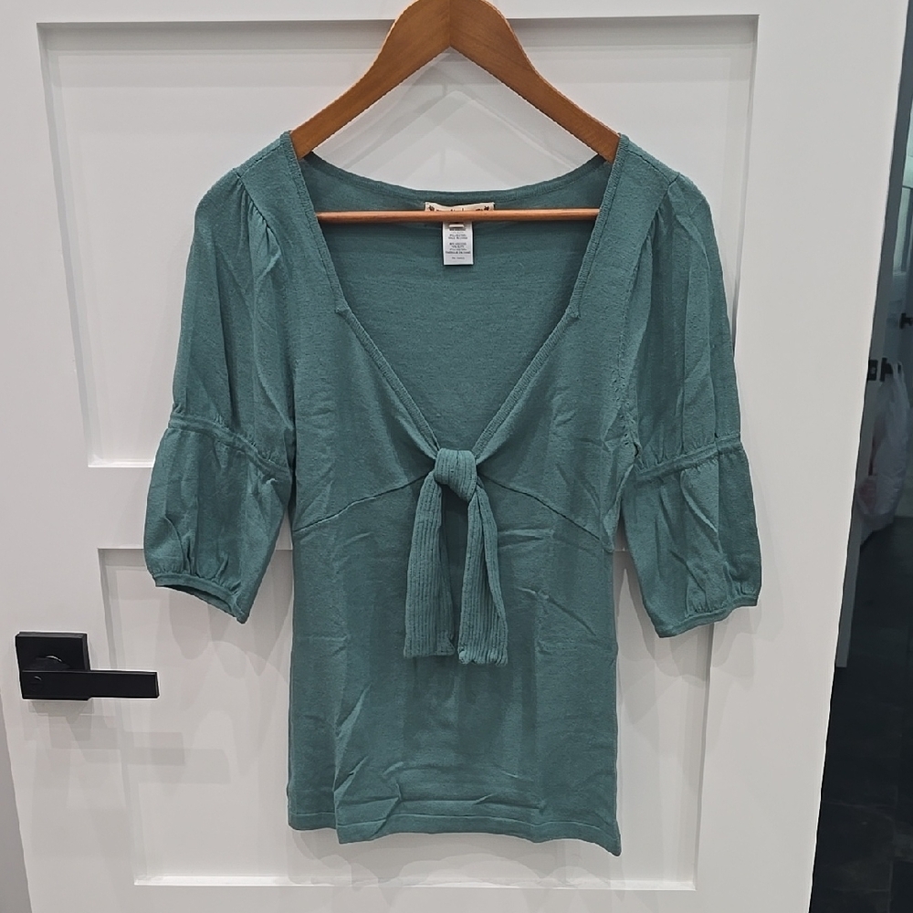 Women's Teal Top with Tie Front, Worn  Once, Excellent Condition